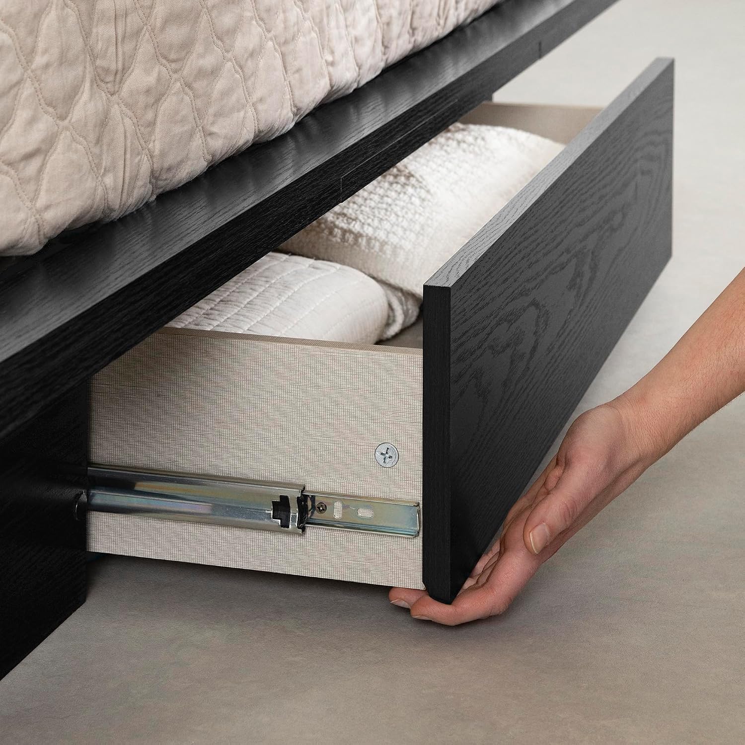 South Shore Primo Platform Bed and Headboard Set, Full/Queen, Black Oak