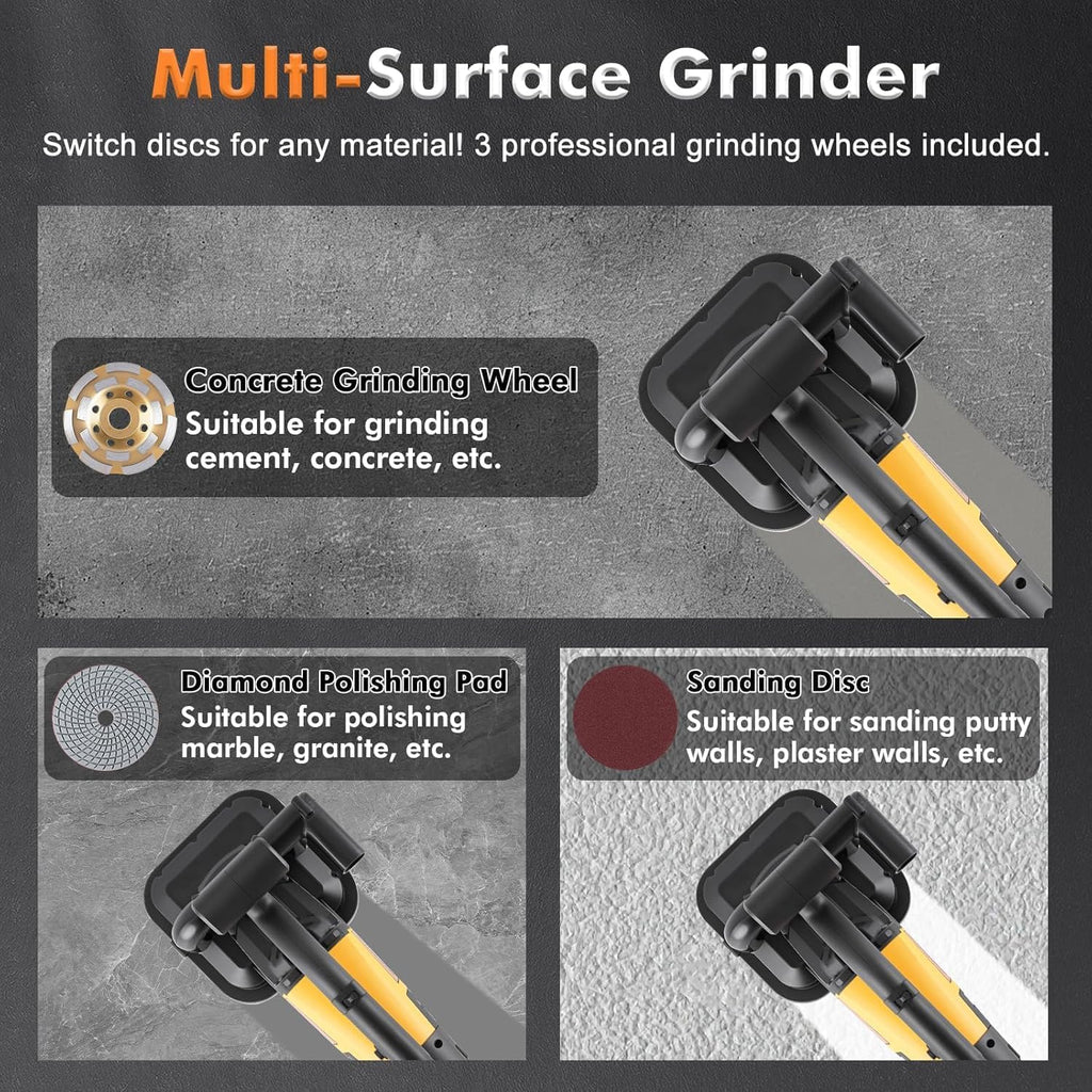 4 Head Concrete grinder Set, 4' Concrete Surface Grinder Floor Grinder, 3800W 0-6000RPM Concrete Surface Planer with Dust Extraction Shroud, Concrete Sander for Grinding Concrete Cement Marble
