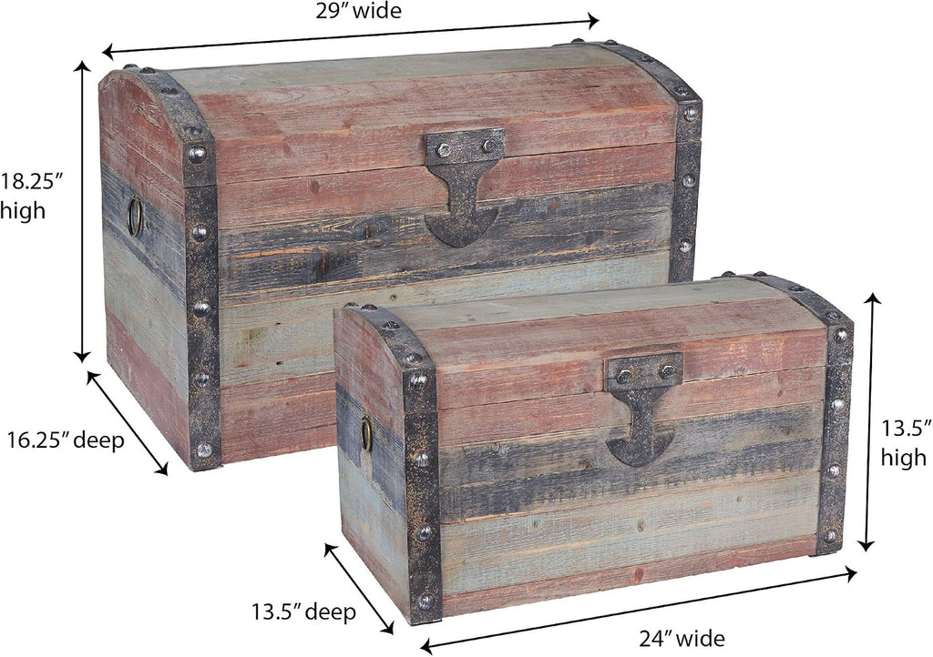 Household Essentials Dome-Top Painted Fir & Engineered Wood Trunk Duo