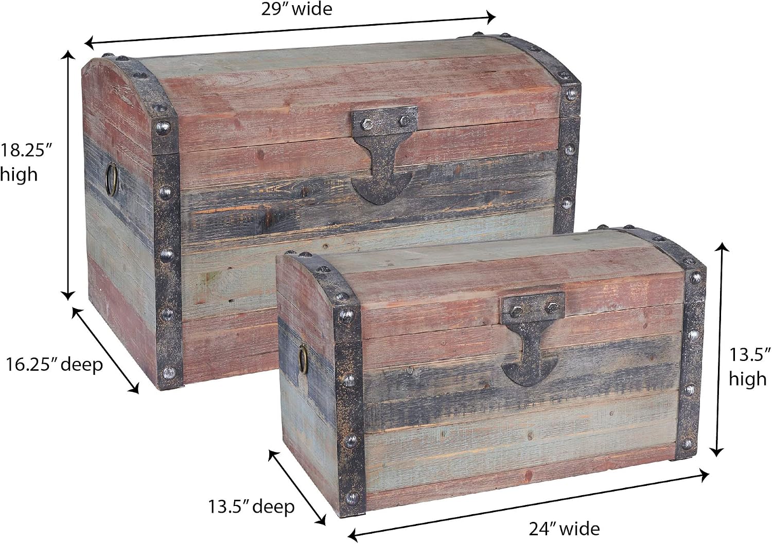 Household Essentials Dome-Top Painted Fir & Engineered Wood Trunk Duo