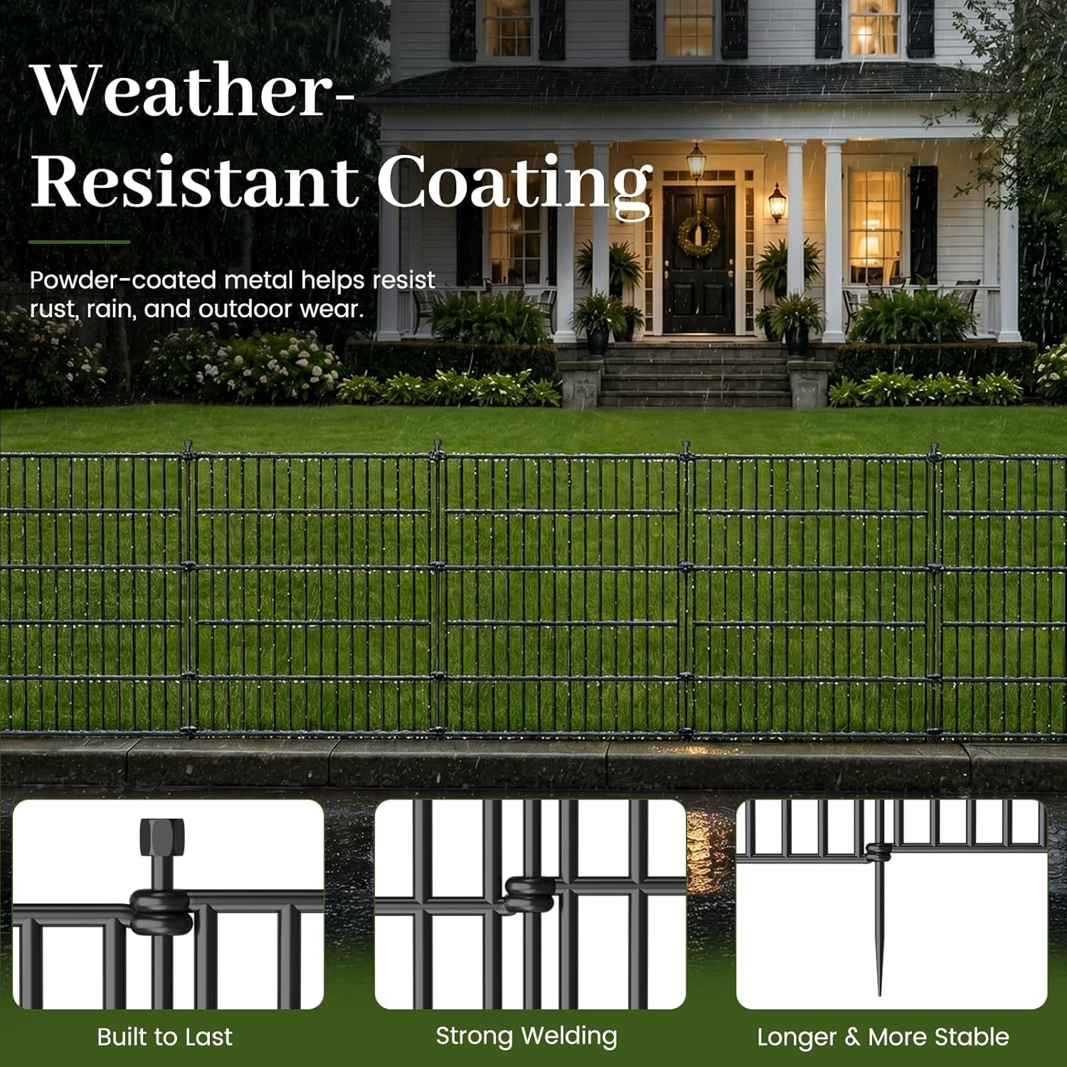 No-Dig Decorative Outdoor Garden Fence for Yard, Animal Barrier Fencing for Dog | Rustproof Metal Temporary Fence for Patio, Pet and Flower Bed | 32in (H) x 35.4ft(L), 15 Panels