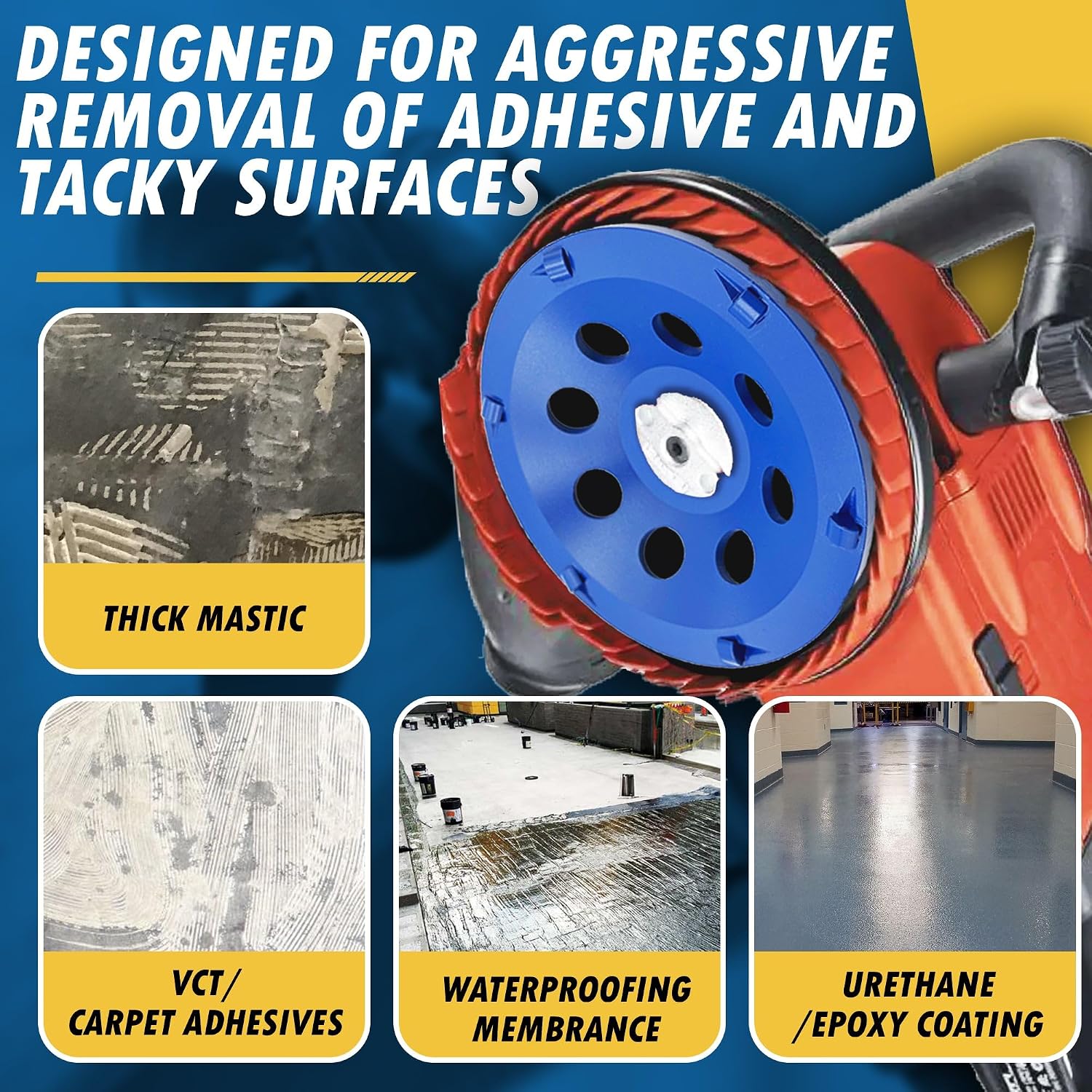 6' PCD Grinding Wheel for Epoxy, Glue and Paint, 6 PCD Segments, Compatible Arbor for Hilti DG 150