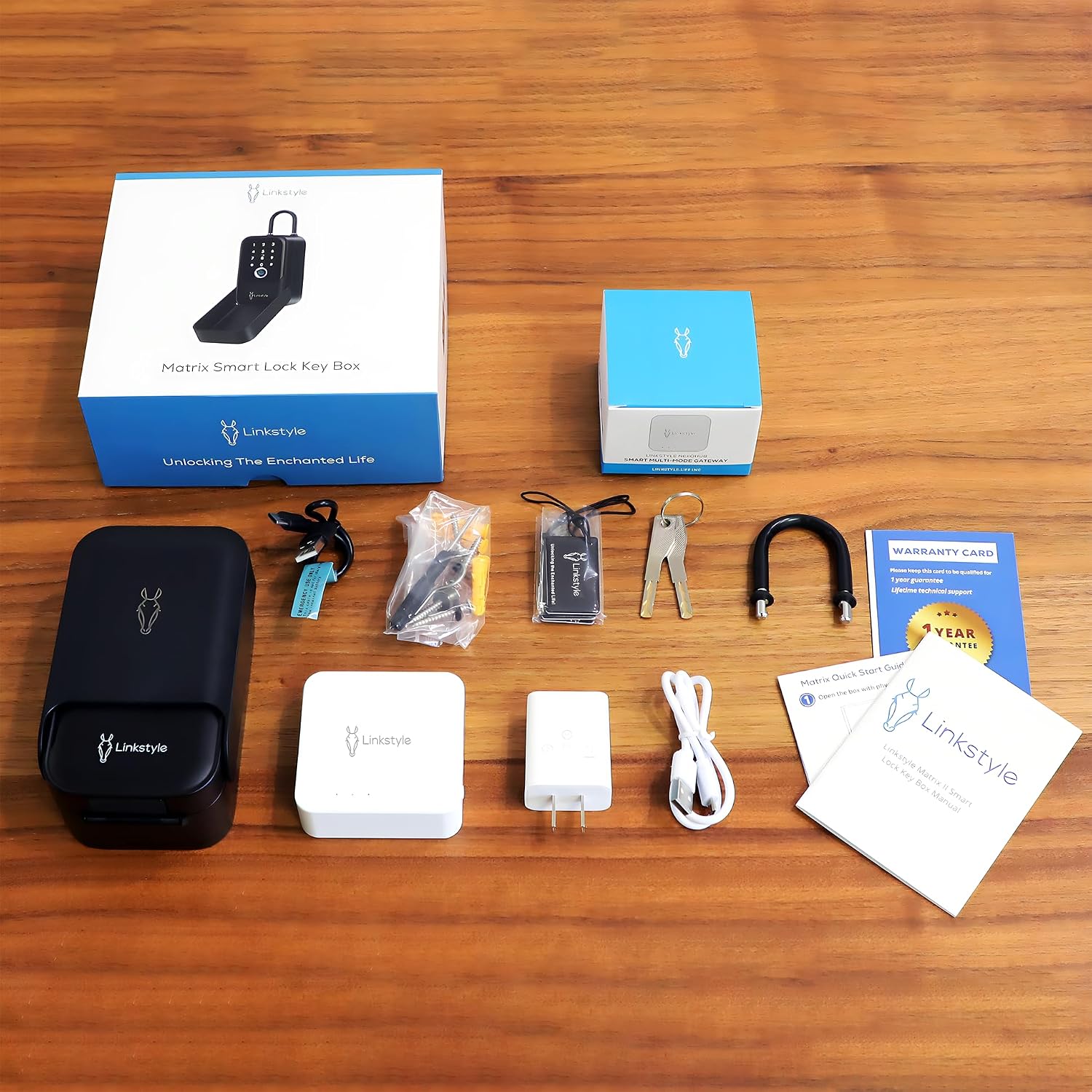 Matrix II Smart Key Lock Box by LINKSTYLE — Includes WiFi Hub (2.4GHz wi-fi only) for Remote Access, Waterproof, Wall mountable, 5-Unlock Modes, for Airbnb, Realtors, Hotels, Car Rentals