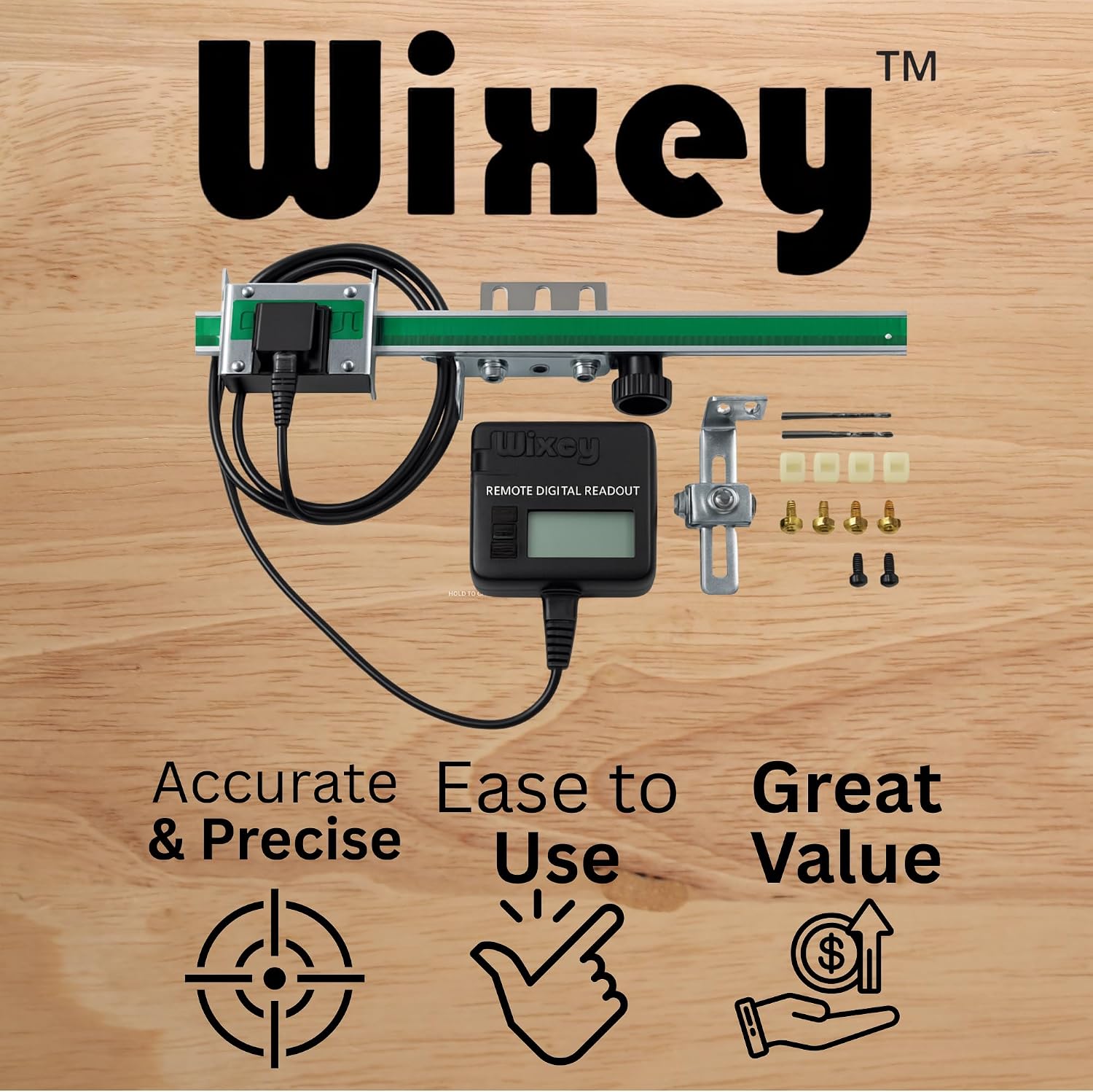 WR550 Wixey Digital Readout with Remote LCD Display - Precision Thickness 12'' Height Measuring Calipers for Planer, Drum Sander, & Wide Belt Sander - 0.002' Accurate Digital Callipers for Measuring