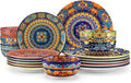 vancasso 18-Piece Dinnerware Sets,Ceramic Plates and Bowls Sets Service for 6, Bohemian Style Porcelain Dishes Set for 6, Microwave and Dishwasher Safe, Scratch Resistant,Non Toxic, Series KRVI