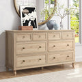chartustriable 65inch Large Long Drawer Dresser w/Deep Drawers,Rustic Wood 8 Drawer Dresser with Large Capacity for Living Room,Wooden Chest of Drawers for Bedroom,Living Room,Entryway,Oak