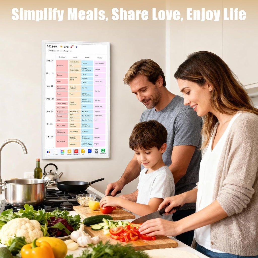 Digital Calendar 32' Smart Touchscreen Electronic Calendar with Family Chore To-do Organizer & Reward System, Dual Mode Smart Calendars & Photo Frame, Wall Mount, 1080P HD Display (White, 32-inch)