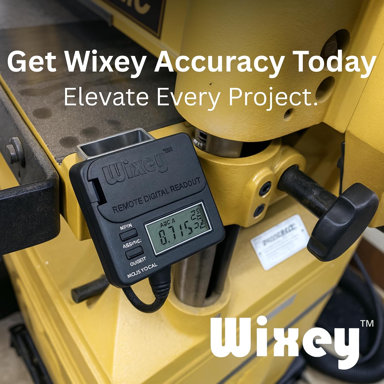 WR550 Wixey Digital Readout with Remote LCD Display - Precision Thickness 12'' Height Measuring Calipers for Planer, Drum Sander, & Wide Belt Sander - 0.002' Accurate Digital Callipers for Measuring