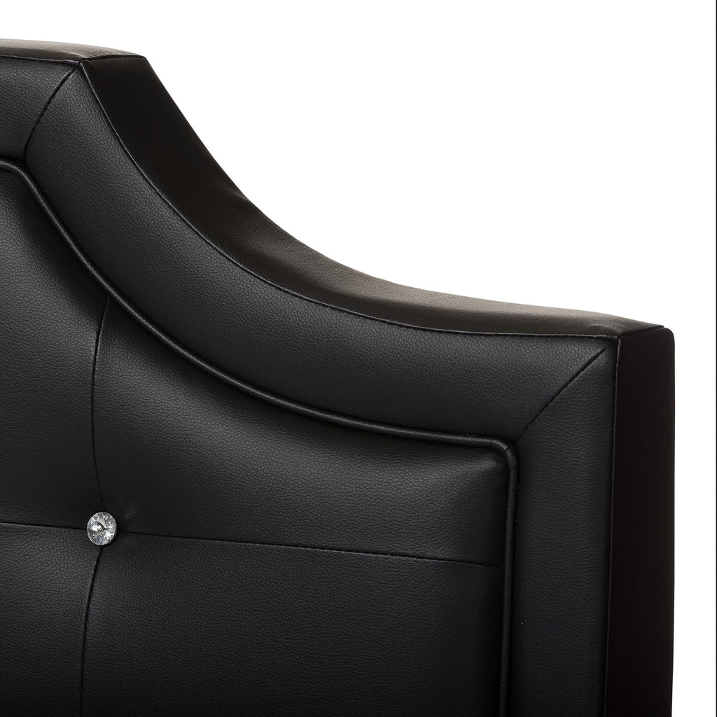 Baxton Studio Carlotta Modern Bed with Upholstered Headboard, Black, 47.5' x 63.58' x 88.6'