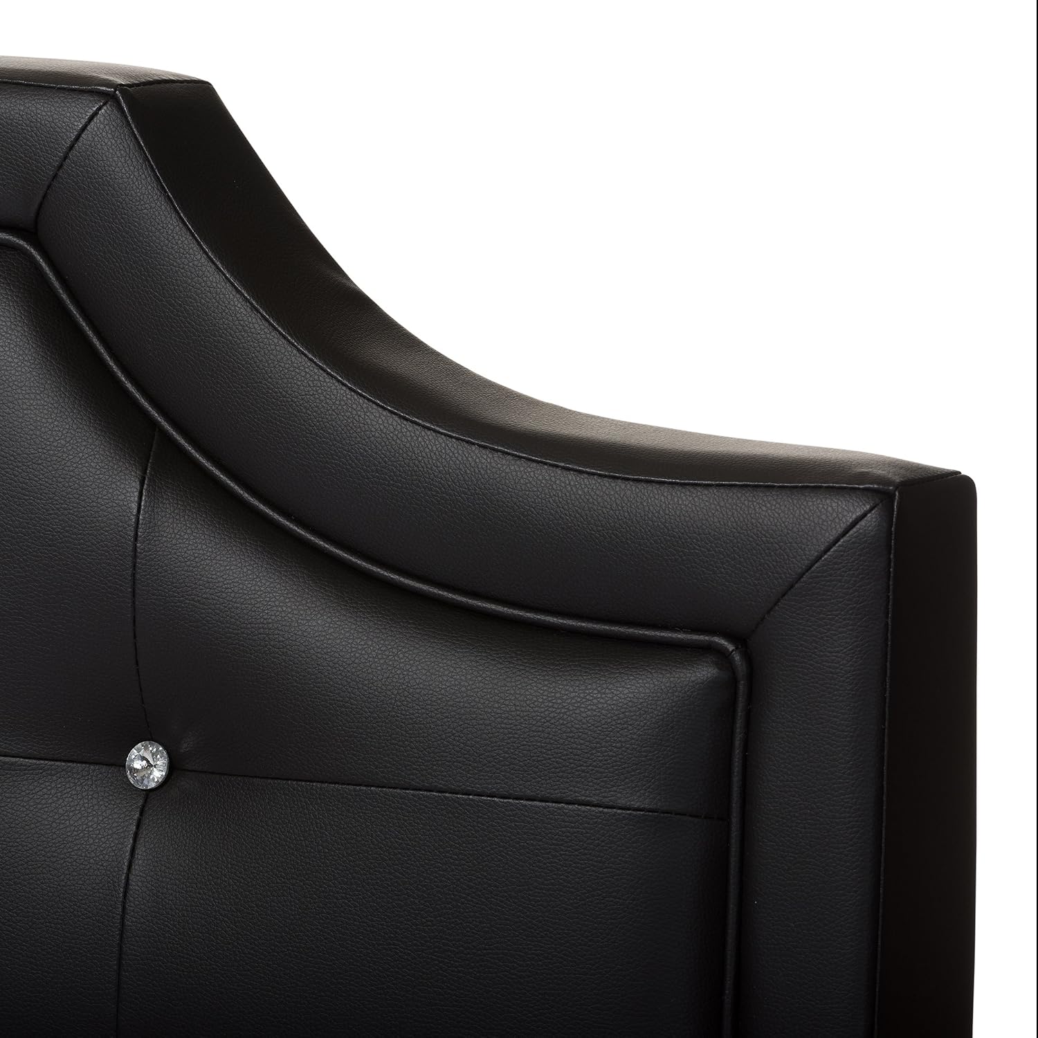Baxton Studio Carlotta Modern Bed with Upholstered Headboard, Black, 47.5' x 63.58' x 88.6'