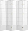 Red Lantern 7 ft. Tall Double Cross Shoji Screen - White - 5 Panels