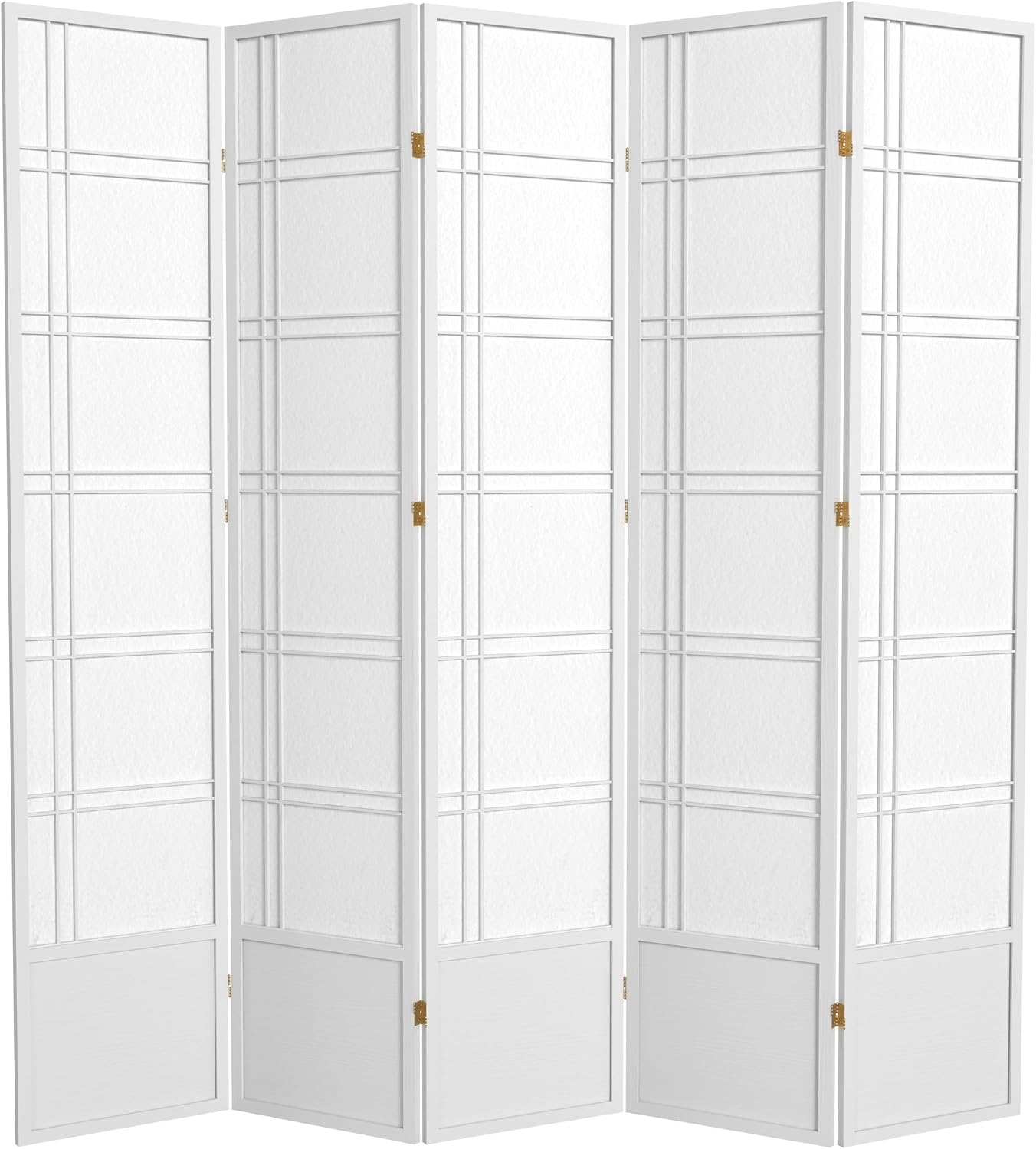Red Lantern 7 ft. Tall Double Cross Shoji Screen - White - 5 Panels