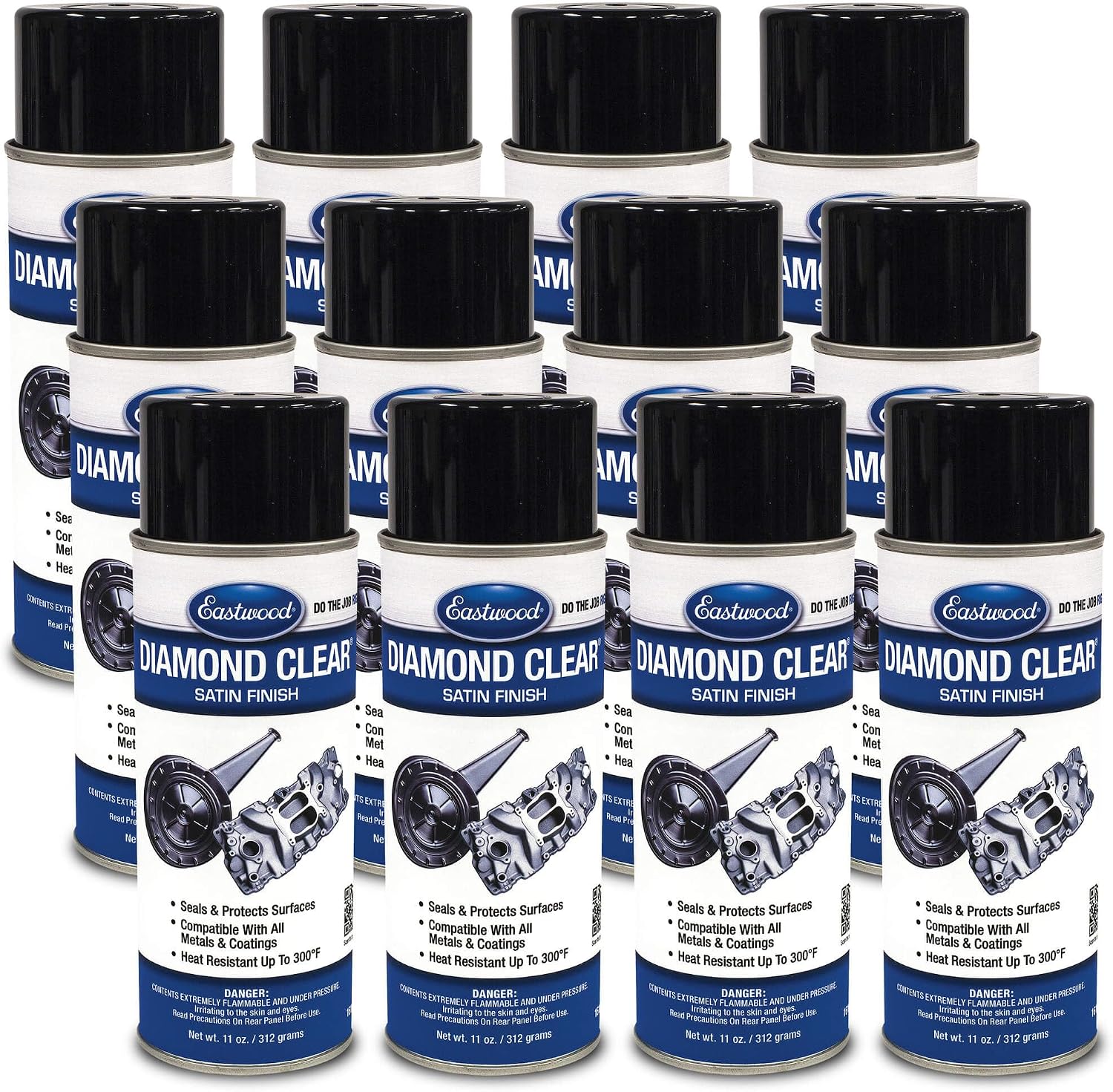 Eastwood Diamond Clear DTM and Painted Surfaces Aerosol Satin 11 Oz | 12 Pack