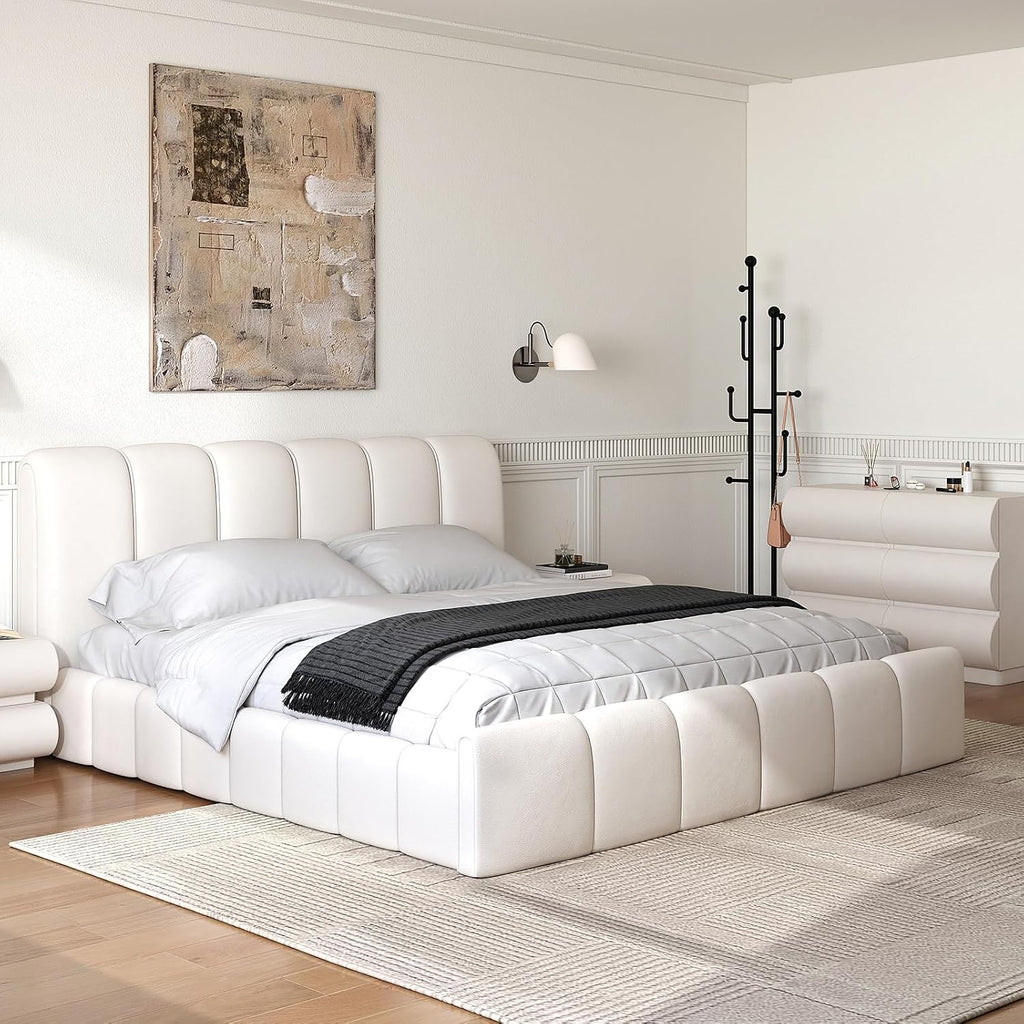 homary Modern 6 Drawers Dresser, 39.4' Wide Faux Leather Chest of Drawers with Modern Design, Storage Dressers Organizer for Bedroom Living Room Hallway, White