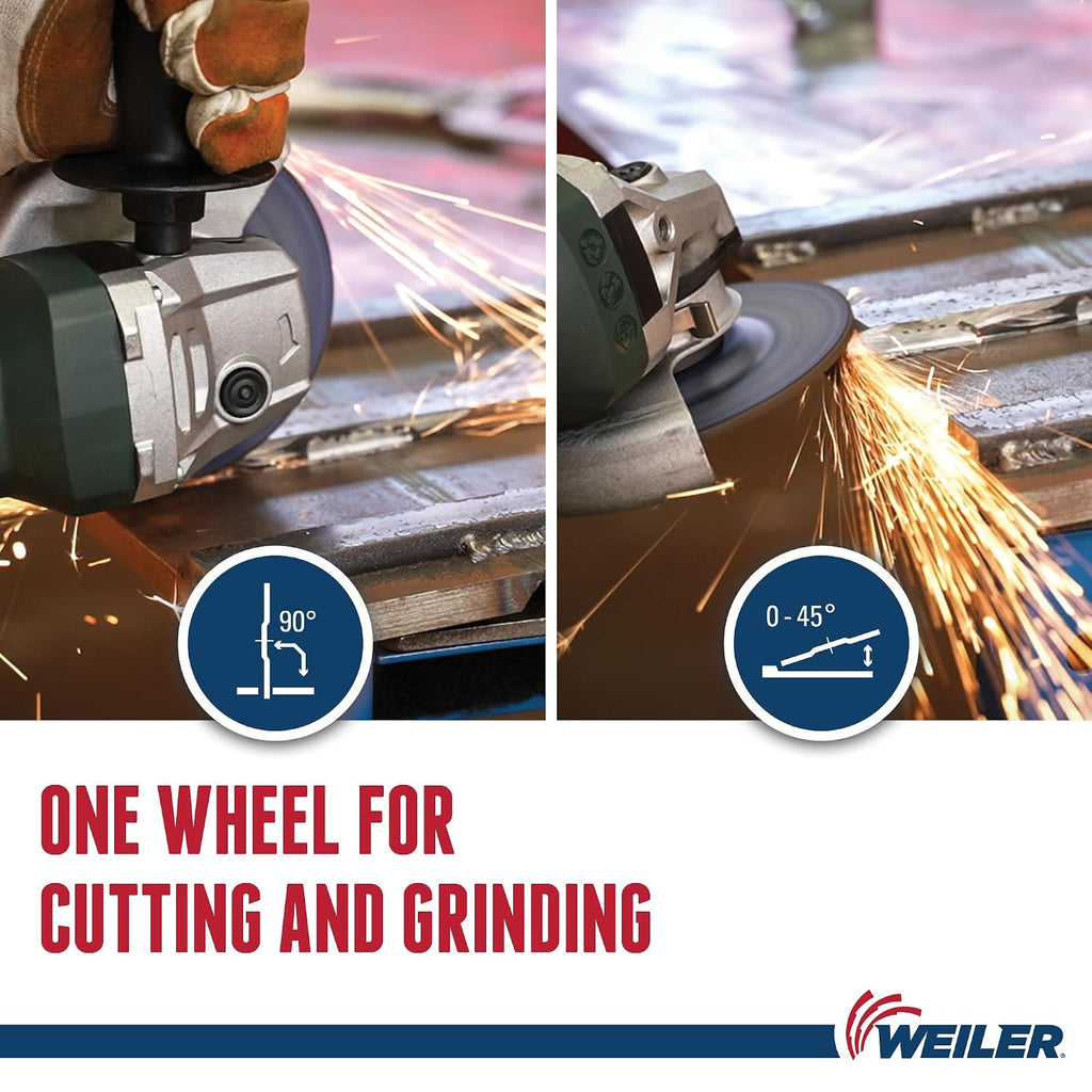 Weiler 58056 7' x 1/8' Tiger Zirc Type 27 Cut Off/Grind Combo Wheel, Z30T, 7/8' A.H (Pack of 25)