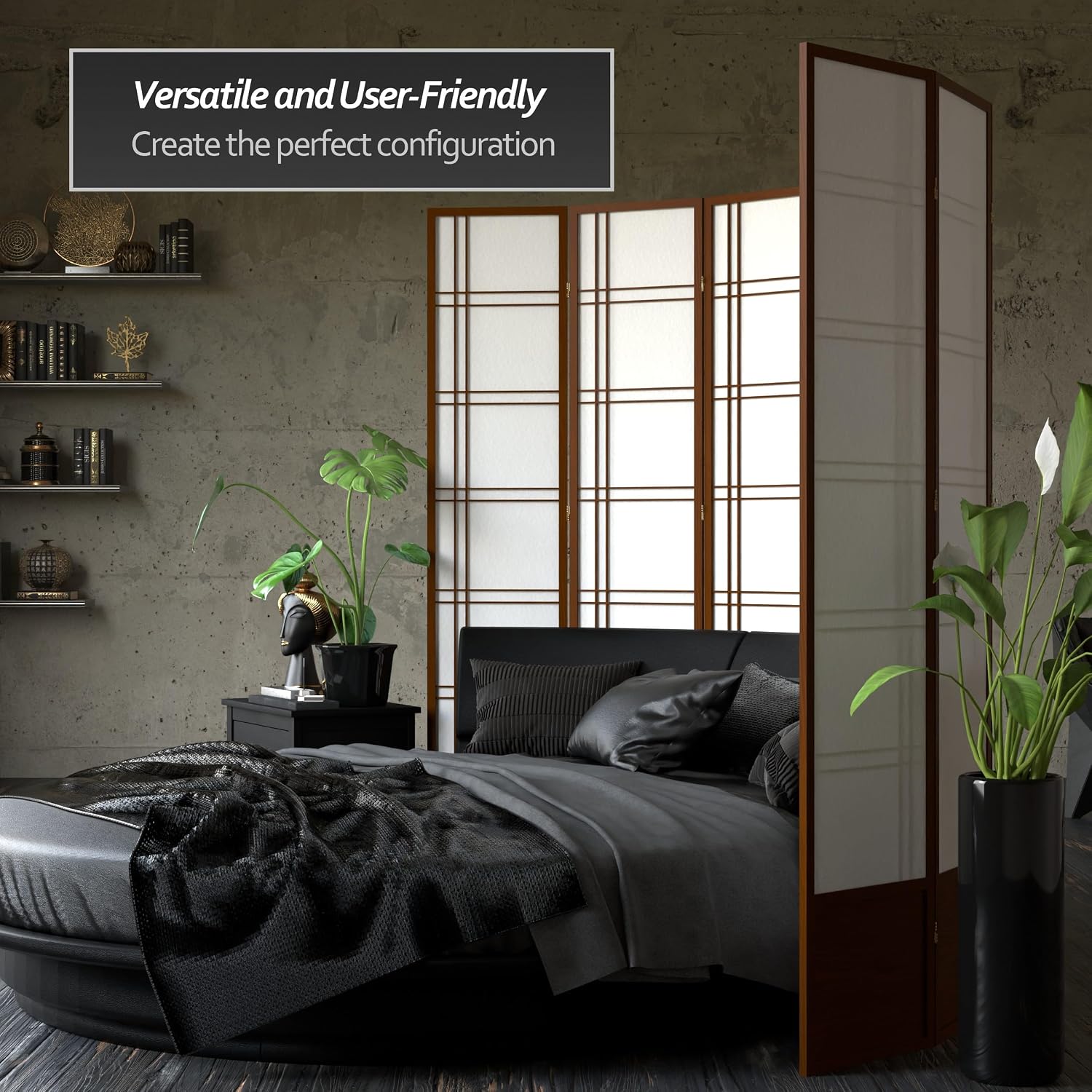 Red Lantern 7 ft. Tall Double Cross Shoji Screen - Walnut - 3 Panels