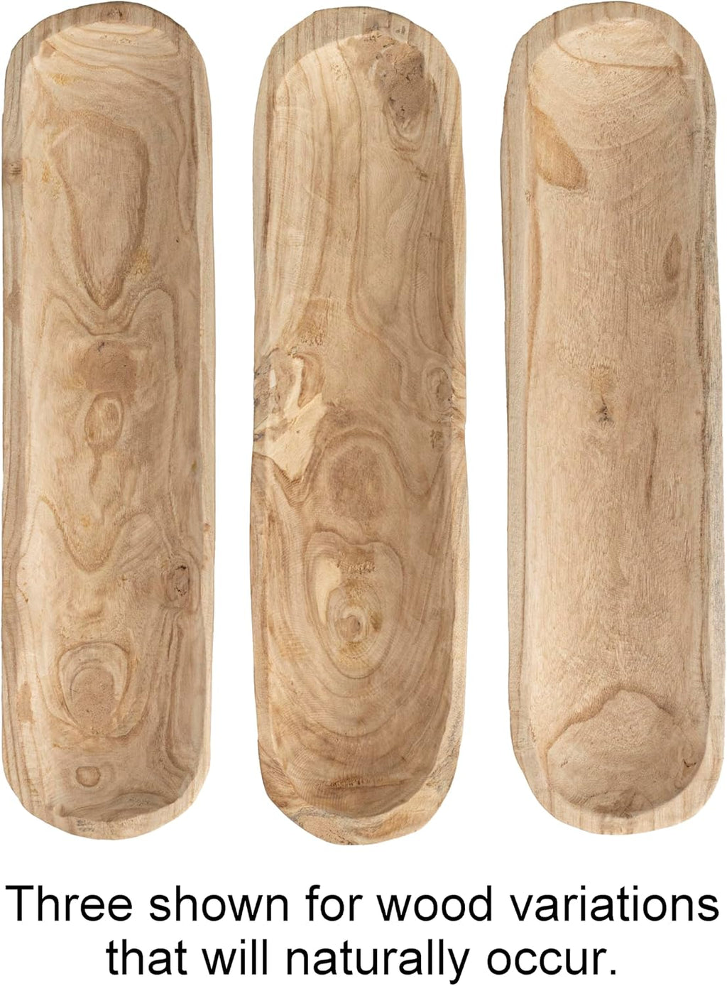 Creative Co-Op Paulownia Wood Oval Bowl | Brown | 22.75' L x 6' W x 3.25' H | (Pack of 4)