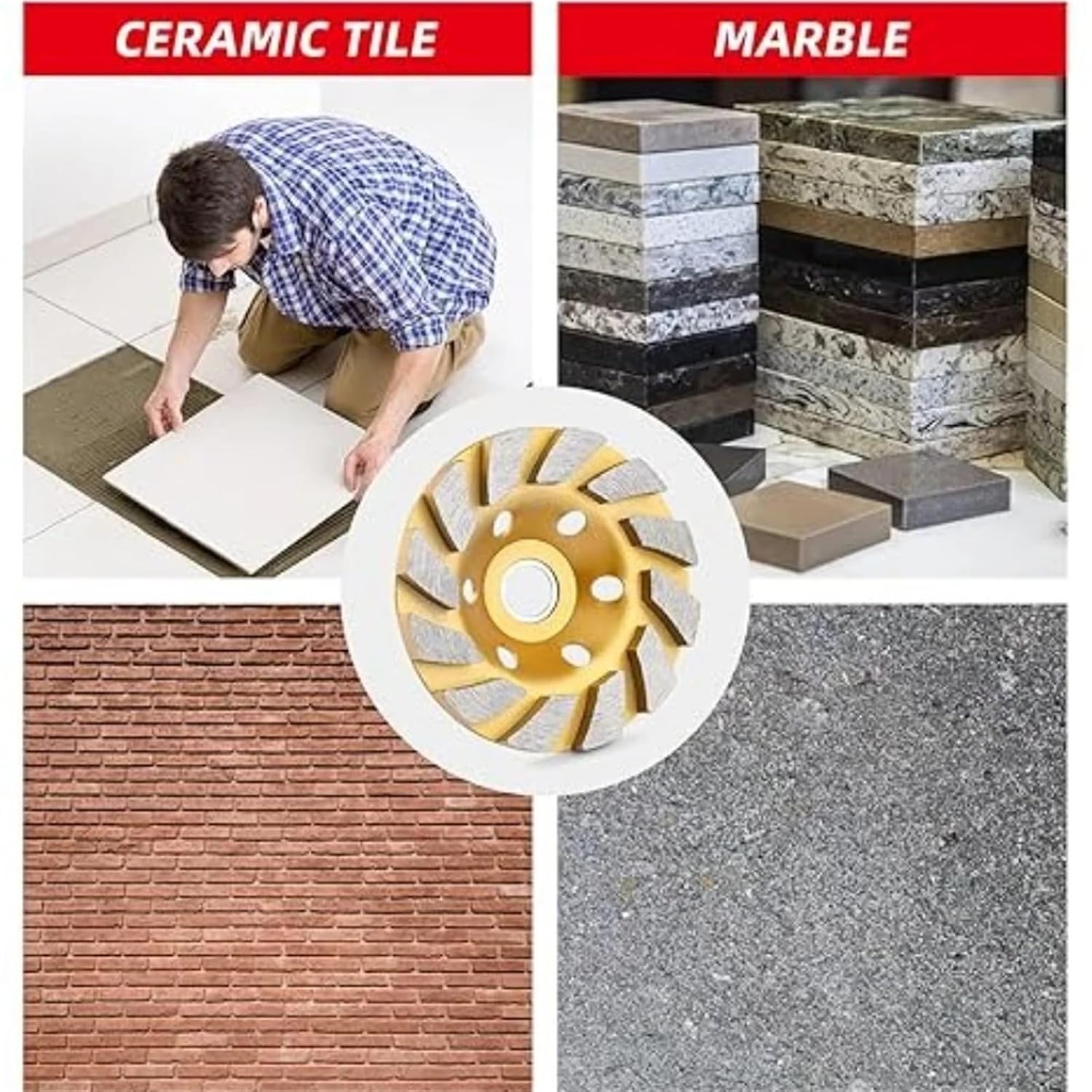 Diamond Concrete Grinding Wheel 1-8Pcs 4 Inch Concrete Diamond Grinding Disc Cup Wheel Turbo Abrasive Cutting for Granite Stone Ceramic(5Pcs)