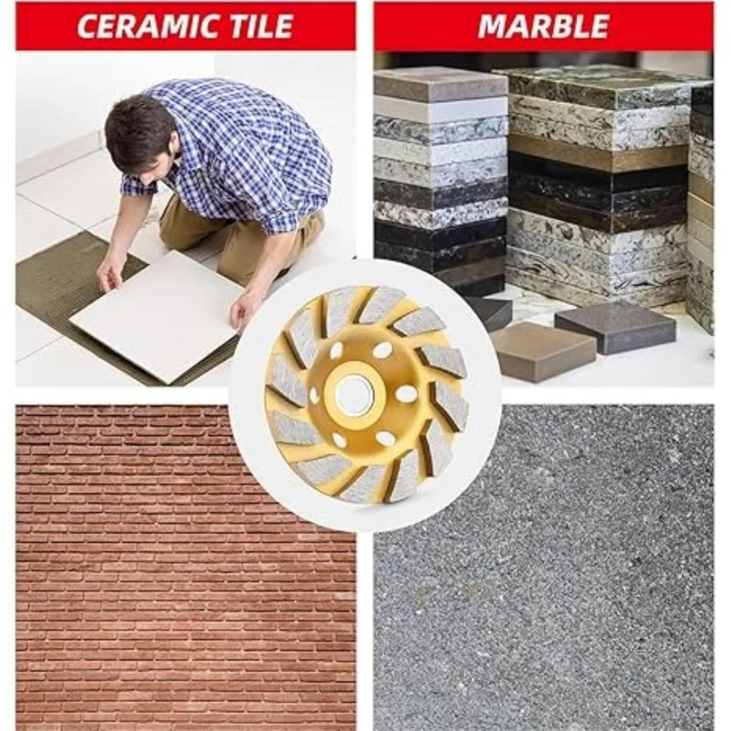 Diamond Concrete Grinding Wheel 1-8Pcs 4 Inch Concrete Diamond Grinding Disc Cup Wheel Turbo Abrasive Cutting for Granite Stone Ceramic(8Pcs)