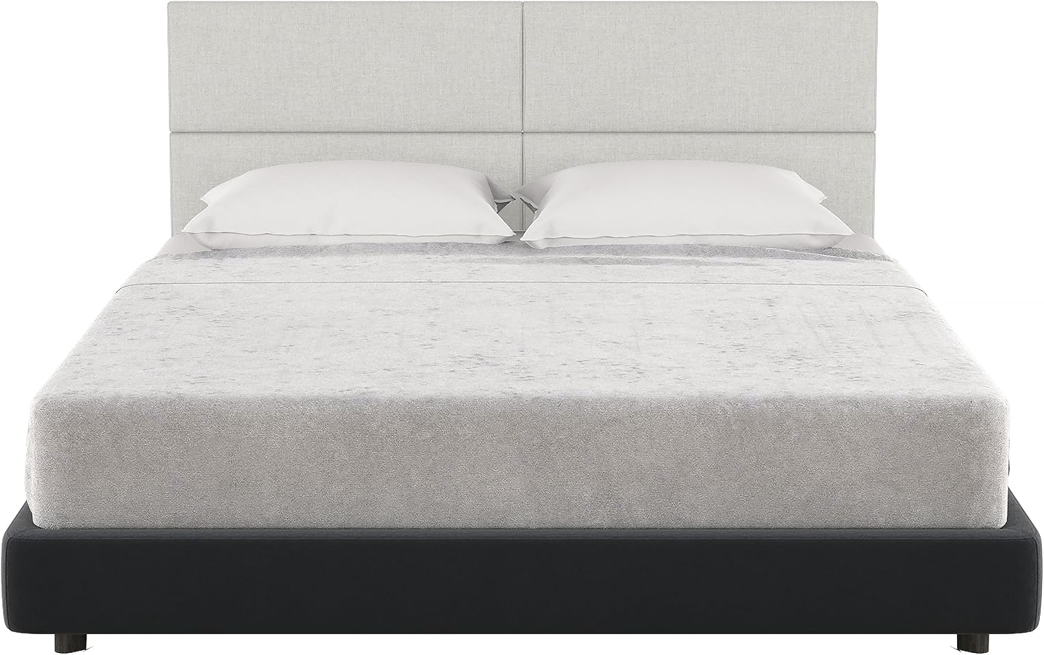 Jaxx Panelist Modern Padded Headboard – Set of 4 Wall Mounted Panels (Each 11.25' x 30') - Queen, Limestone Grey Microvelvet