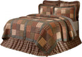 VHC Brands Crosswoods Patchwork Cotton Primitive Bedding Pre-Washed California King Quilt, Dark Olive Green
