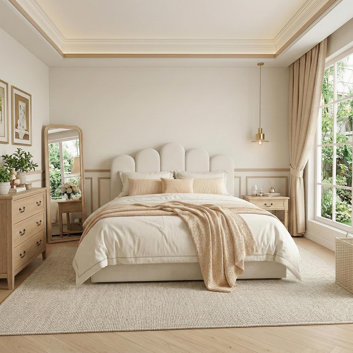 Lift Up Storage Bed Full Size, Upholstered Platform Bed with Hydraulic Storage System & Wood Slats Support, Full Bed Frame with Headboard, No Box Spring Needed, Easy Assembly, Cream