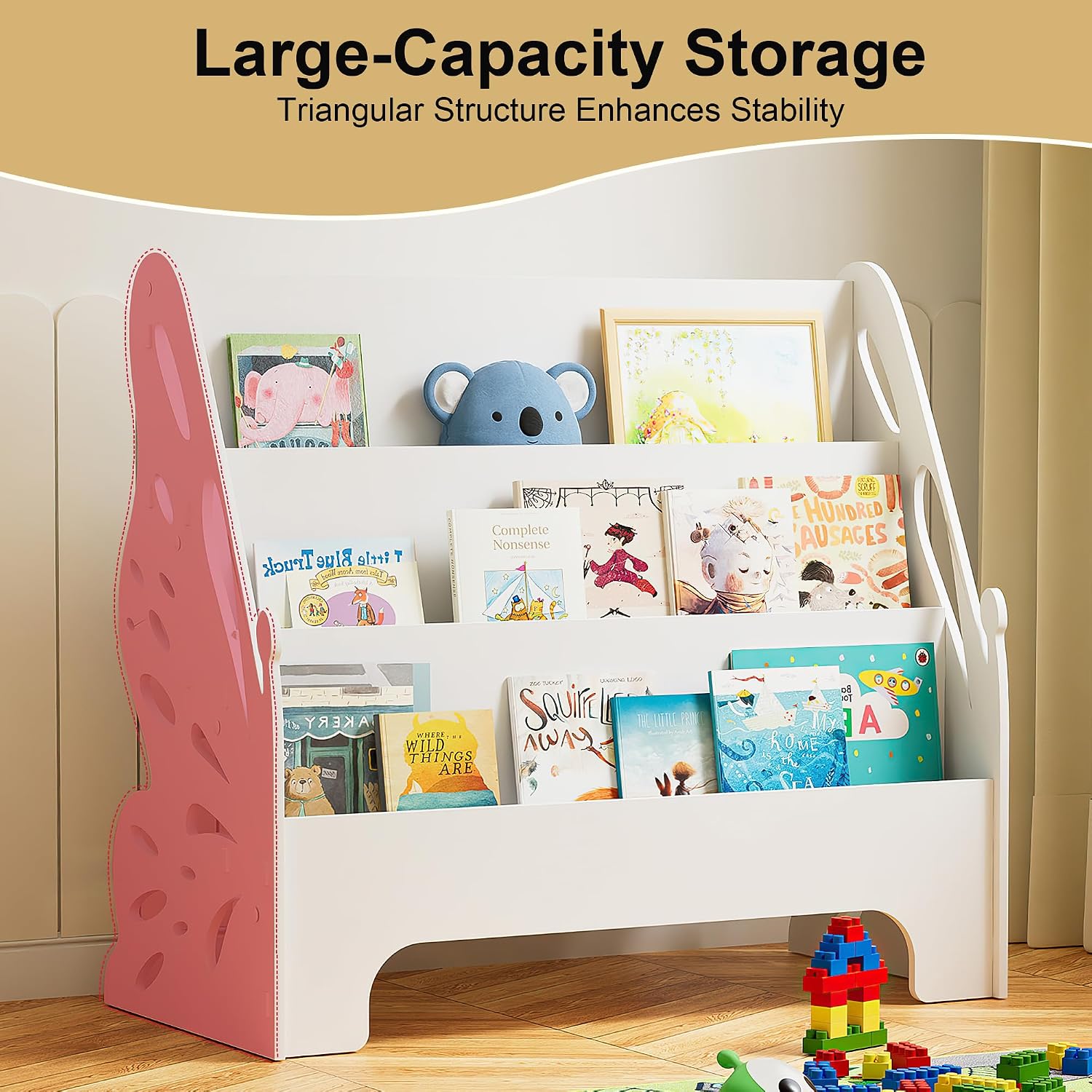 3 Tier Butterfly Kids Bookshelf - Nursery Bookshelf for Storage Organizer, Free Standing Baby Bookcase for Kids Rooms, Children Bookcase for Playing Room, Bedroom, Nursery, Classroom, White.