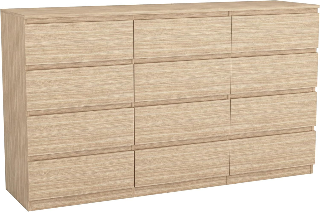 12 Drawer Dresser for Bedroom,Modern Deep Drawer Dresser with No-Handle Design,Storage Wood Chest of Drawer,Storage Organizer Furniture for Closet,Hallway