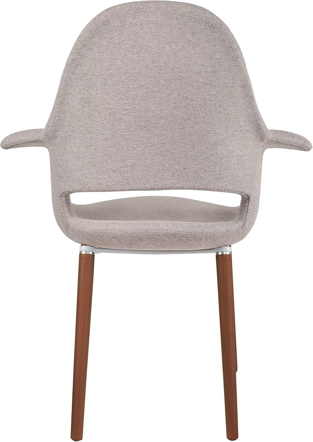 2xhome Mid Century Modern Upholstered Fabric Organic Accent Living Room Dining Chair Armchair Set with Back Armrest Dark Black Wood Wooden Legs for Kitchen Bedroom (1, Beige Gray, Dining)