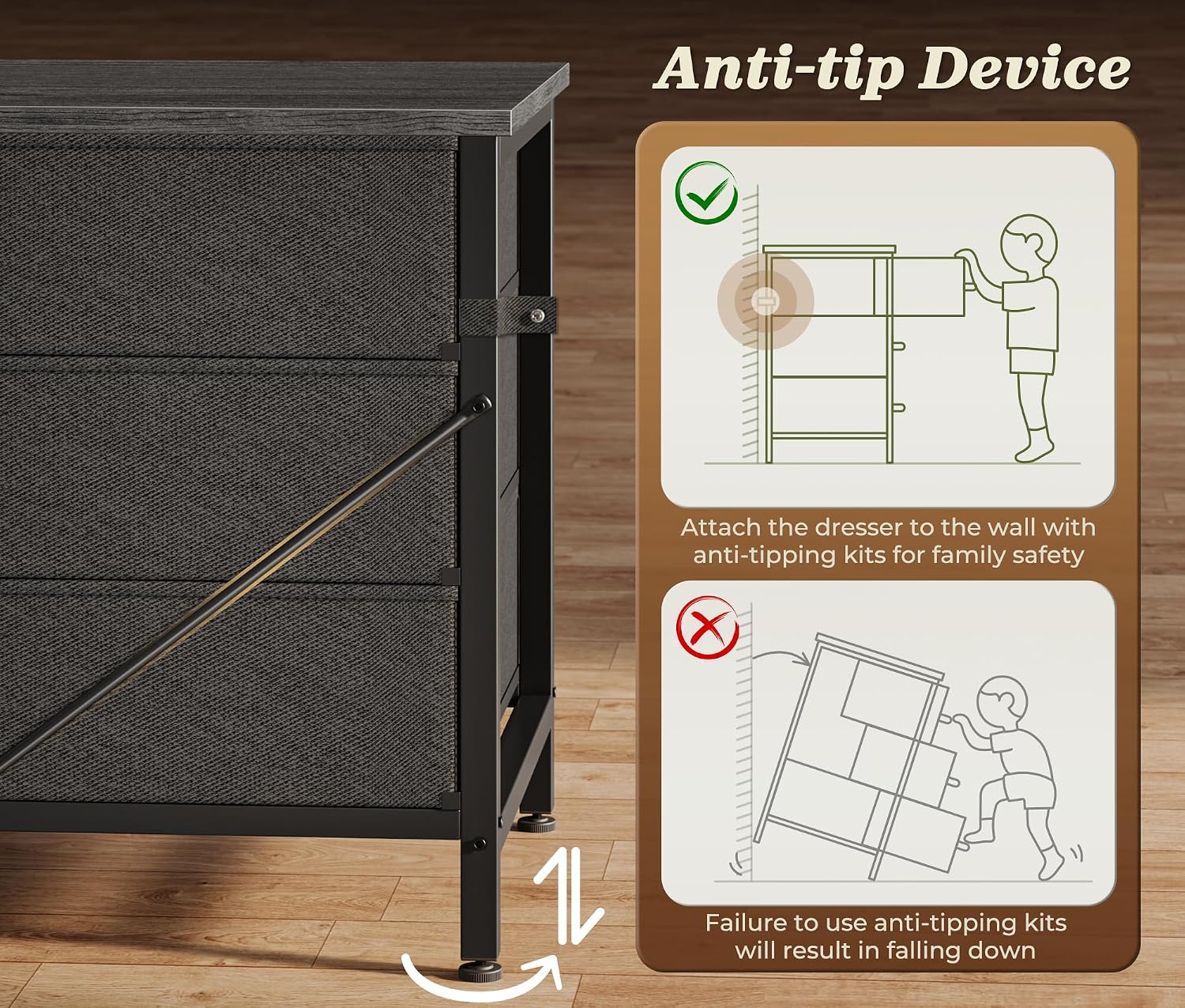 Huuger 78.7 inch Long Dresser for Bedroom, 15 Drawer Fabric Dresser for Closet, Large TV Stand for 65, 75, 85 inch TV, Wide Chest of Drawer with Storage, 78.7' W x 12.9' D x 26.7' H, Grey