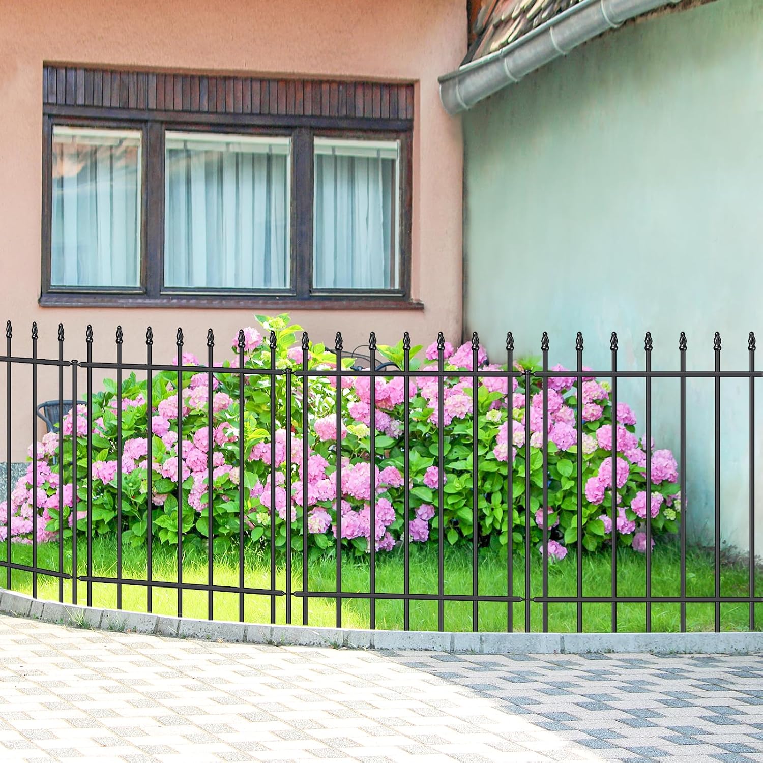 FOREHOGAR Metal Garden Fence 30 in H x 10 ft L,Border Fence Panels Animal Barrier for Dogs, No Dig Garden Fencing for Yard Patio Flower Bed Lawn Outdoor,5 Panels + 6 Stakes Black