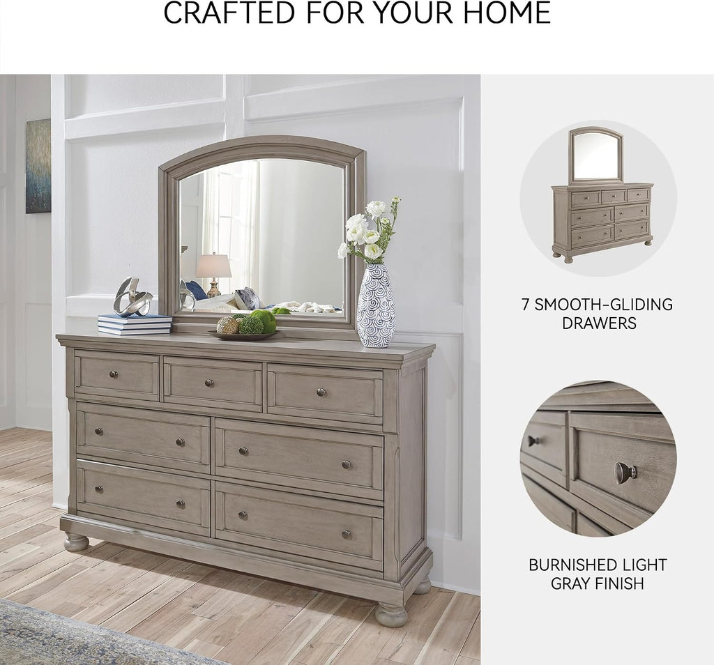 Signature Design by Ashley Lettner Modern Traditional 7 Drawer Dresser, Light Gray