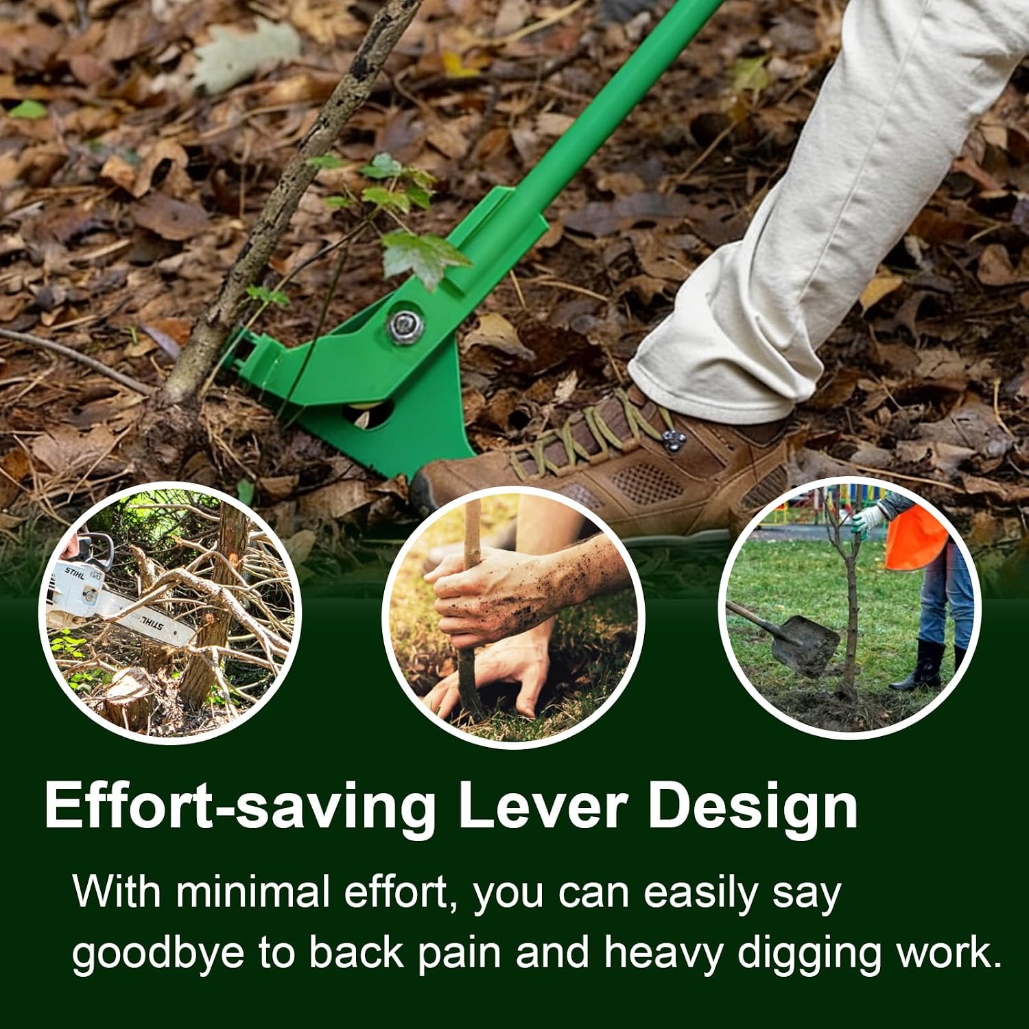 Small Sapling Puller, Heavy-Duty High-Leverage Tree Puller Tool Fully Uproots Woody Stems ¼ inch - ¾ inches, Manual Tree Popper Tools for Trees Shrubs Vines Thorns with Large Root Systems
