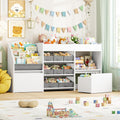 BOTLOG 62.2 inches Toy Storage Organizer and Kids Bookshelf, Toy Organizer with 2 Movable Drawers and 9 Box Bins, 4 Tier Toddler Bookshelf for Book Storage and Display