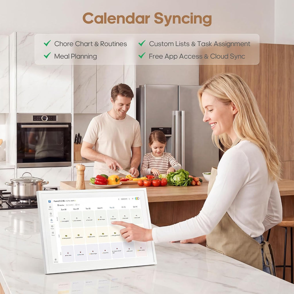 Fenbeli 15.6' Digital Calendar Wall Touch Screen, No Subscription Family Calendar with 6-App 2-Way Sync, Chore Chart Meal Planner Habit Tracker, Wi-Fi Schedule Display,Wall & Desk Mount