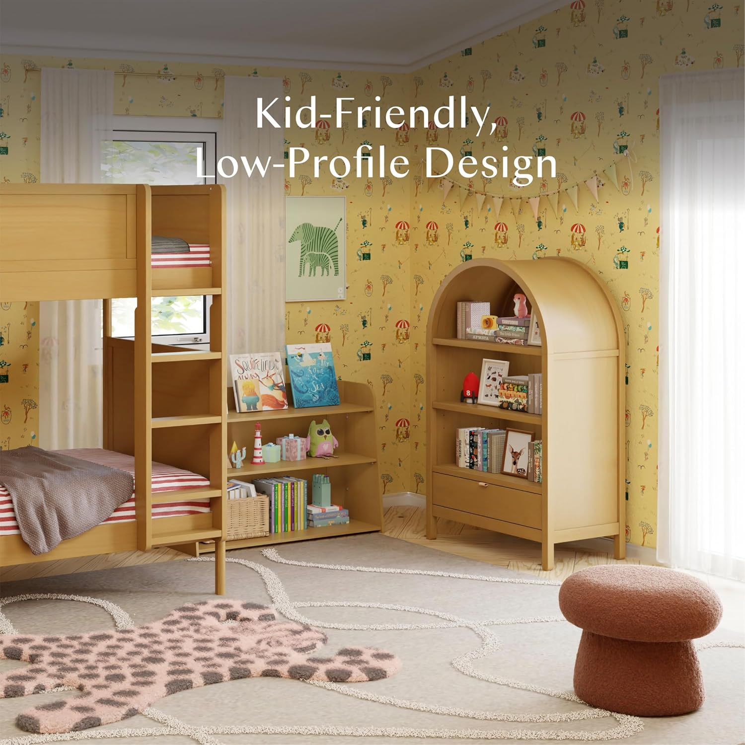 Babyletto Bondi Bookcase | Space-Saving Storage for Small Rooms, Kids Bedroom & Living Room | GREENGUARD Gold Certified Book Case | Assembled Wooden Book Shelf with Adjustable Shelf & Drawer - Honey