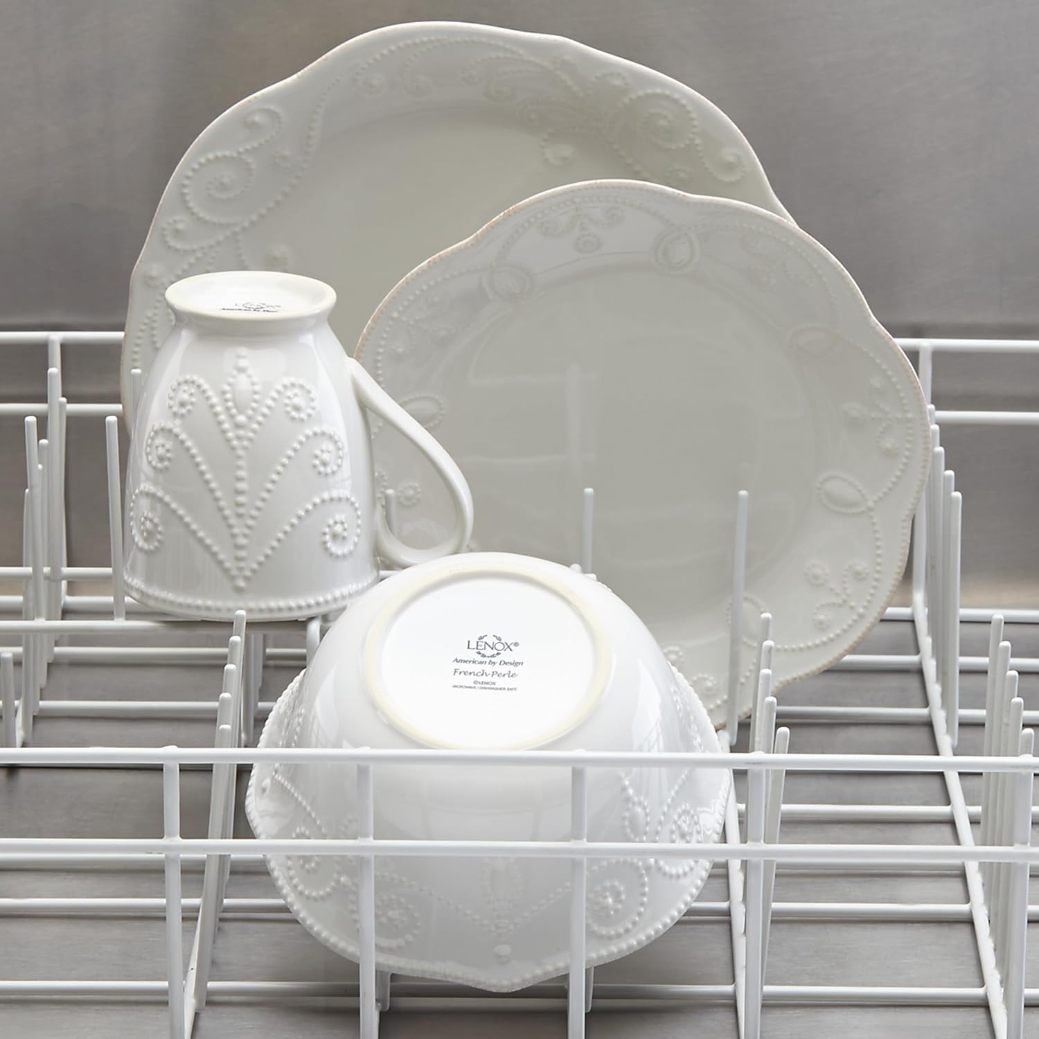 Lenox 890951 French Perle 12-Piece Plate & Bowl Dinnerware Set White