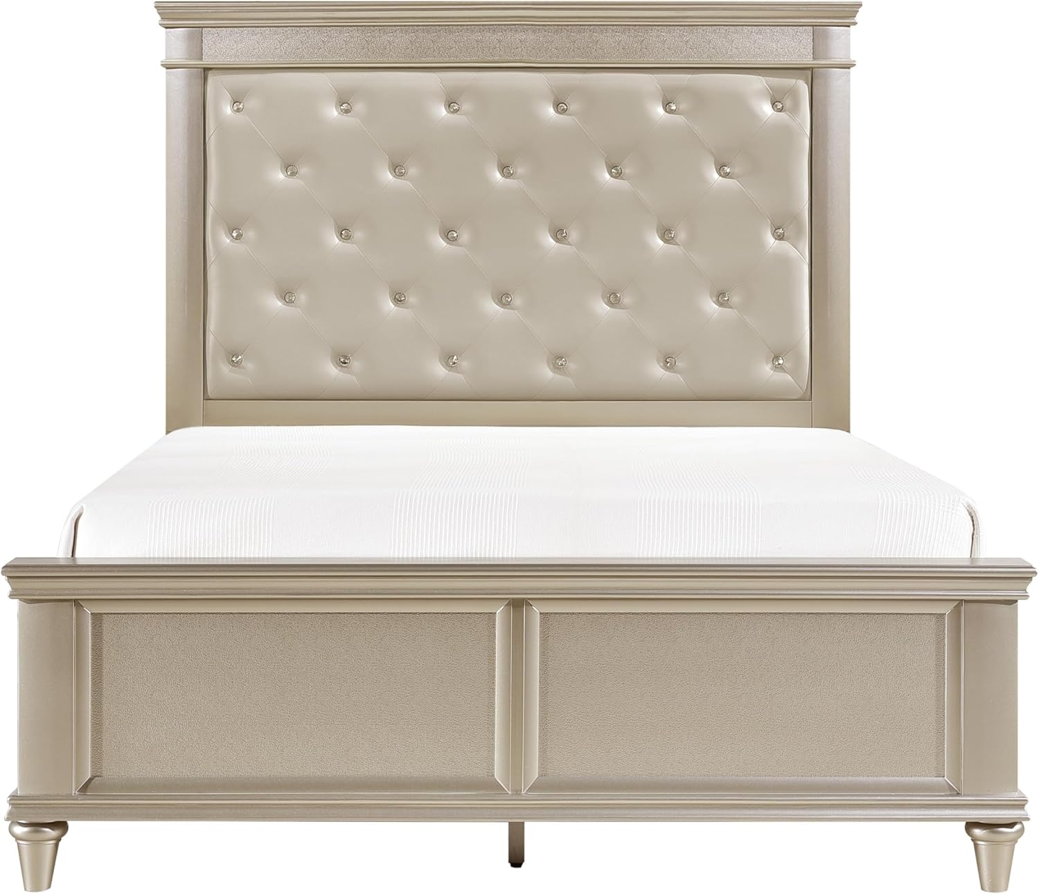 3-Pieces Full Size Panel Bed Set Silver Finish Traditional Bedroom Furniture Romantic Aesthetic
