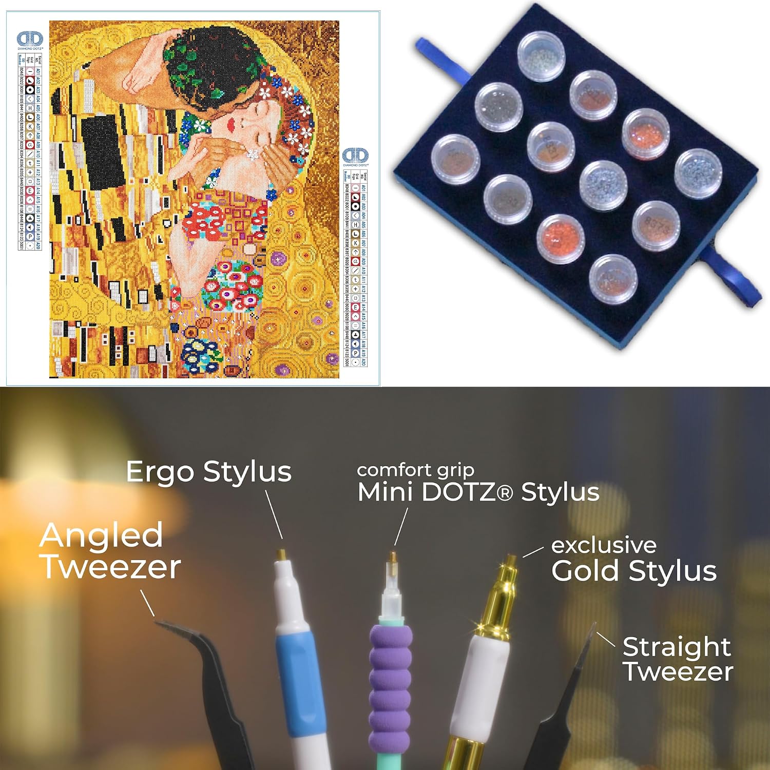 Diamond Dotz The Kiss (Apres Klimt) Diamond Painting Kits for Adults - Diamond Art Kits a Relaxing Creative Craft Kit with Dotz Gems 22x28
