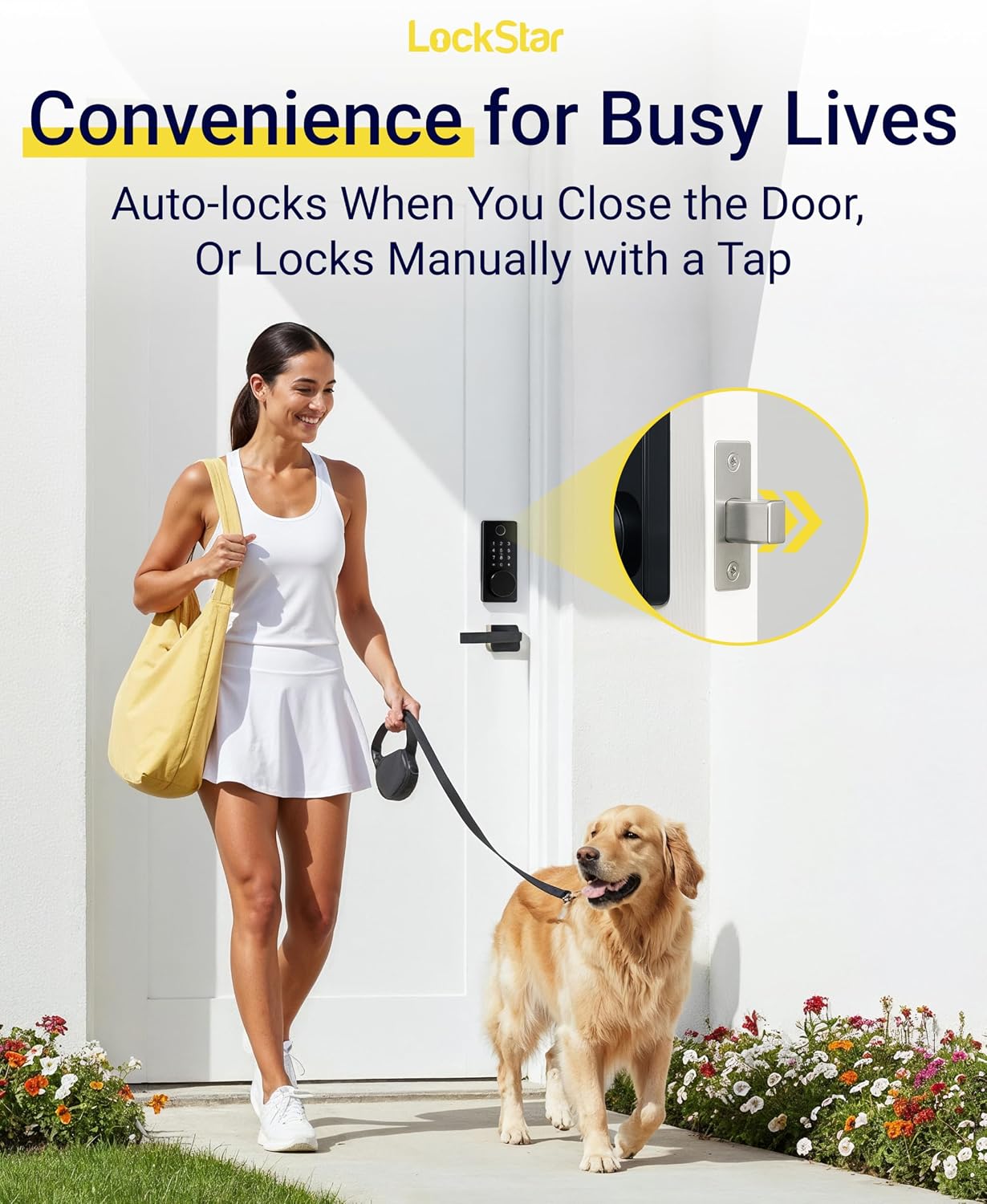 LOCKSTAR® Smart Door Lock • Keyless Entry Deadbolt Door Lock • Multiple Entry Methods – APP • Fingerprint Touch ID • Keypad Code • Card FOB • Traditional Key • Smart Home Devices