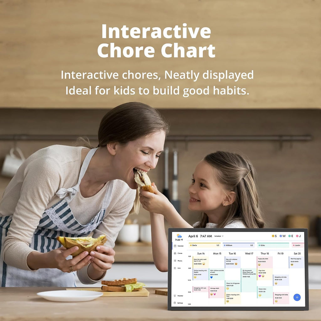 Dragon Touch 24' Digital Calendar Chore Chart – 1080P Full HD Interactive Touchscreen, Smart Family Planner, Hearth Display Digital Calendar Wall & Desk Mountable for Seamless Scheduling Black