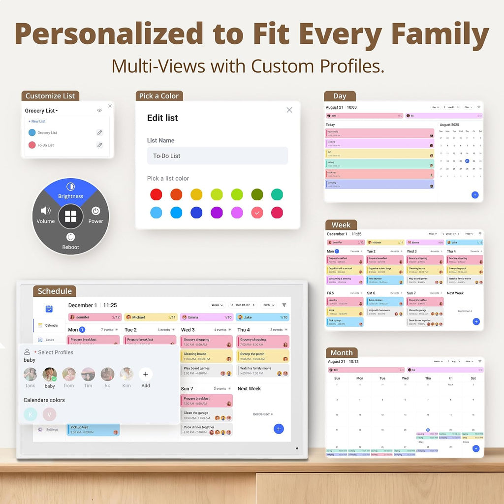 Dragon Touch 14 inch Digital Calendar & Chore Chart - Interactive Touchscreen Smart Family Planner,Digital Picture Frame for Mom, Women, Christmas & Weddings