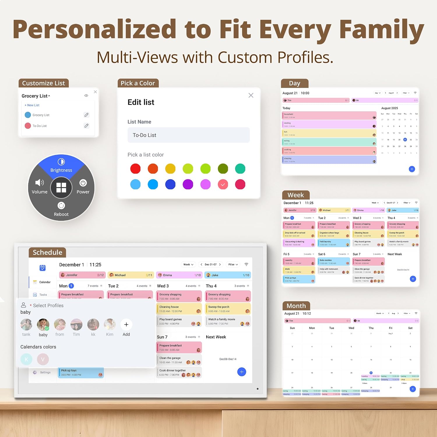 Dragon Touch 14 inch Digital Calendar & Chore Chart - Interactive Touchscreen Smart Family Planner,Digital Picture Frame for Mom, Women, Christmas & Weddings