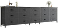 Huuger 78.7 inch Long Dresser for Bedroom, 15 Drawer Fabric Dresser for Closet, Large TV Stand for 65, 75, 85 inch TV, Wide Chest of Drawer with Storage, 78.7' W x 12.9' D x 26.7' H, Black