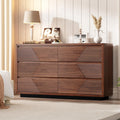 Ieejdn 55.12' Modern Chest of Drawer, 6 Deep Drawers,Clothes Organizer,Large Storage Cabinet for Living Room, Bedroom,Dresser TV Stand, Wood Drawer Organizer for Living Room, Hallway, Umber