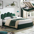 Lift Up Storage Bed Full Size, Upholstered Platform Bed with Hydraulic Storage System & Wood Slats Support, Full Bed Frame with Headboard, No Box Spring Needed, Easy Assembly, Green