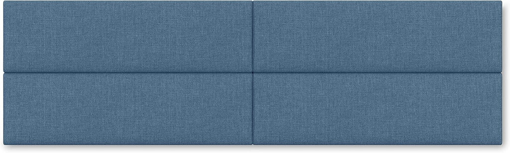 Jaxx Panelist Modern Padded Headboard – Set of 4 Wall Mounted Panels (Each 11.25' x 38') - King, Petrol Blue Microvelvet