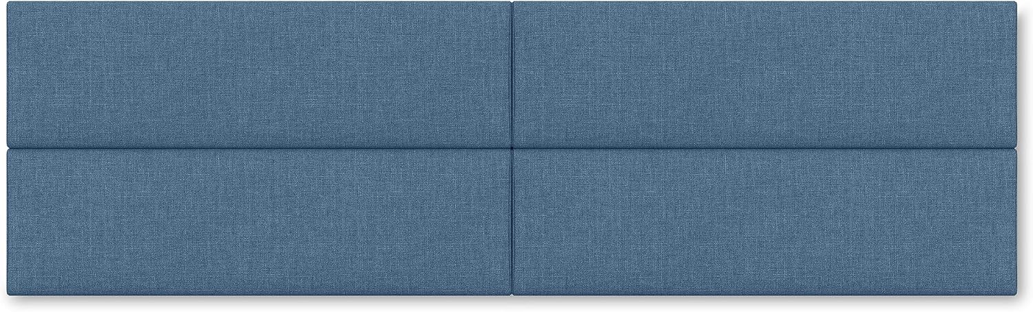 Jaxx Panelist Modern Padded Headboard – Set of 4 Wall Mounted Panels (Each 11.25' x 38') - King, Petrol Blue Microvelvet