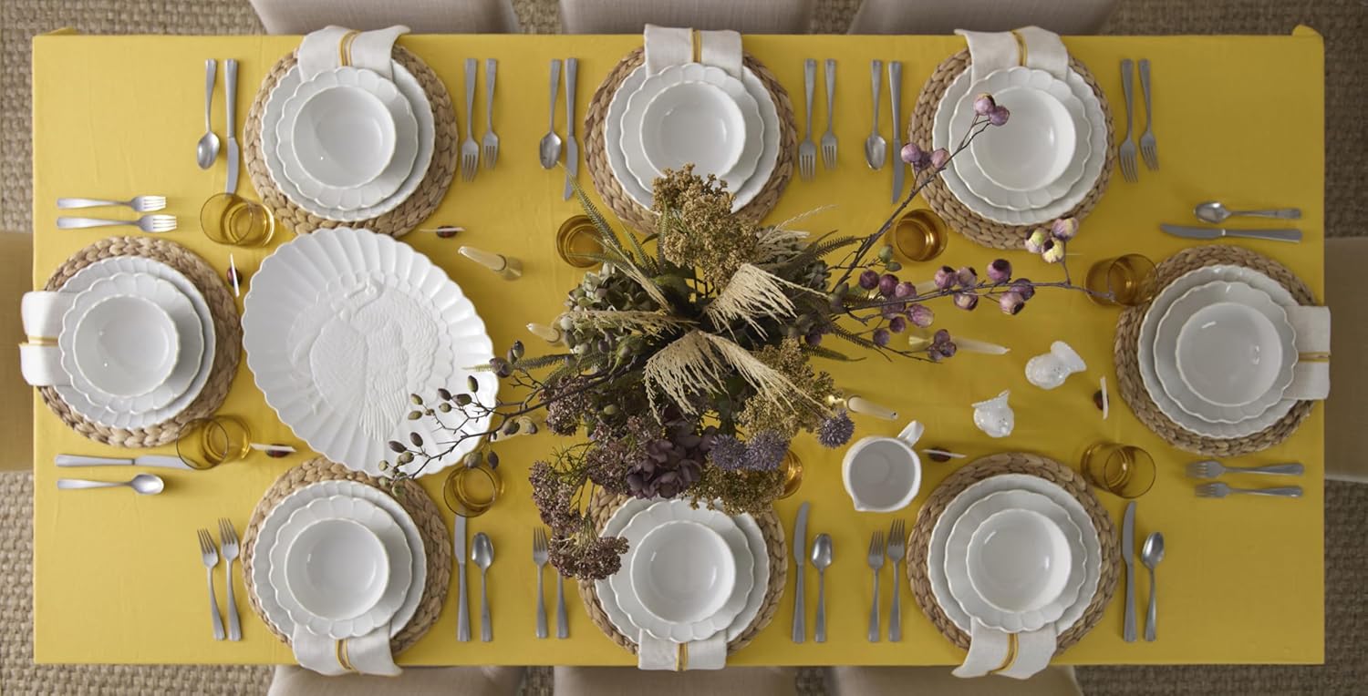 Lenox Stoneware Dinnerware Sets, French Perle Scallop White 12-Piece Dinnerware Set for 4, Service For 4, Dishwasher Safe Dishware, Dishes Set, Stoneware Dinner Plates and Bowls Sets (White, 12 Piece)