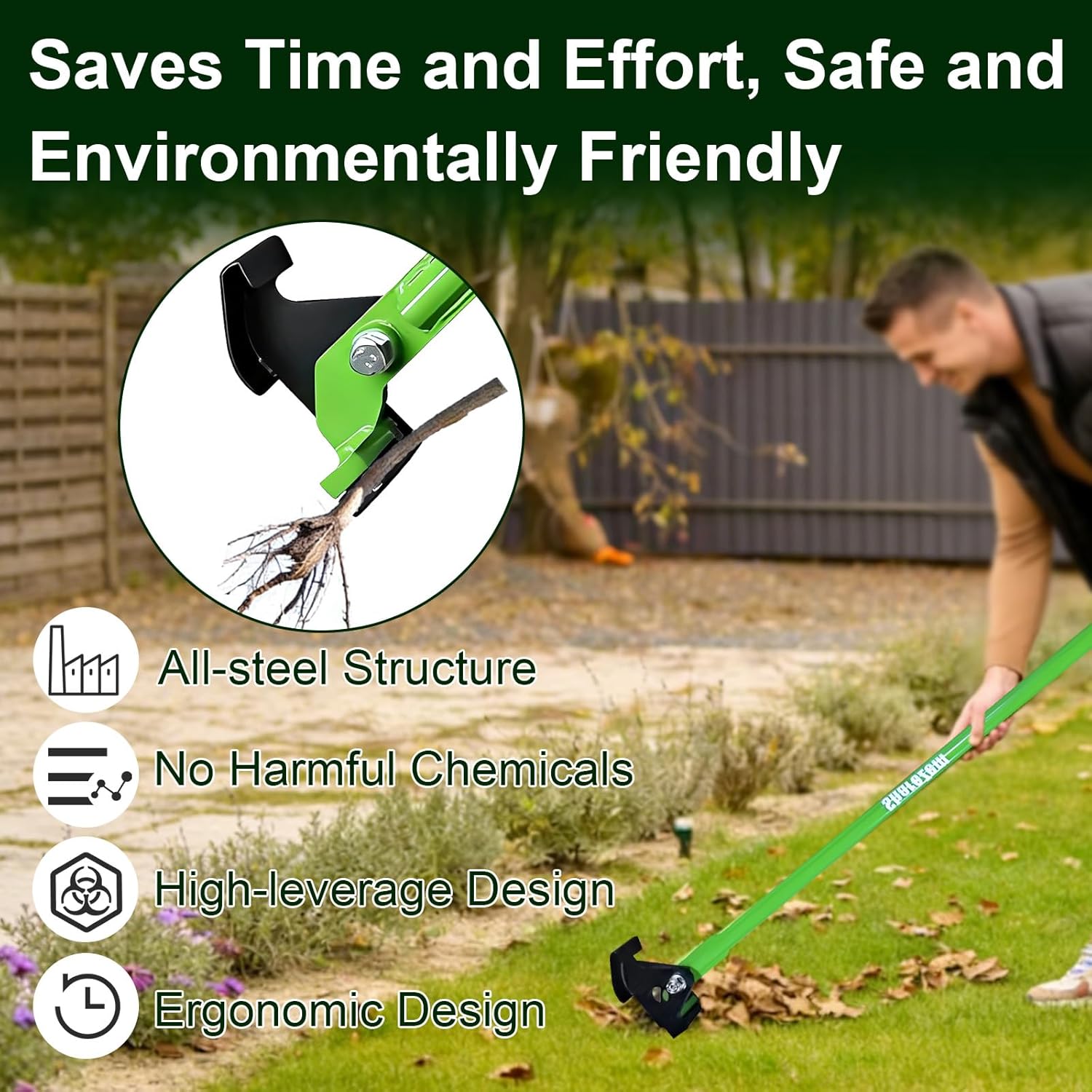 Small Sapling Puller, Heavy-Duty High-Leverage Tree Puller Tool Fully Uproots Woody Stems ¼ inch - ¾ inches, Manual Tree Popper Tools for Trees Shrubs Vines Thorns with Large Root Systems